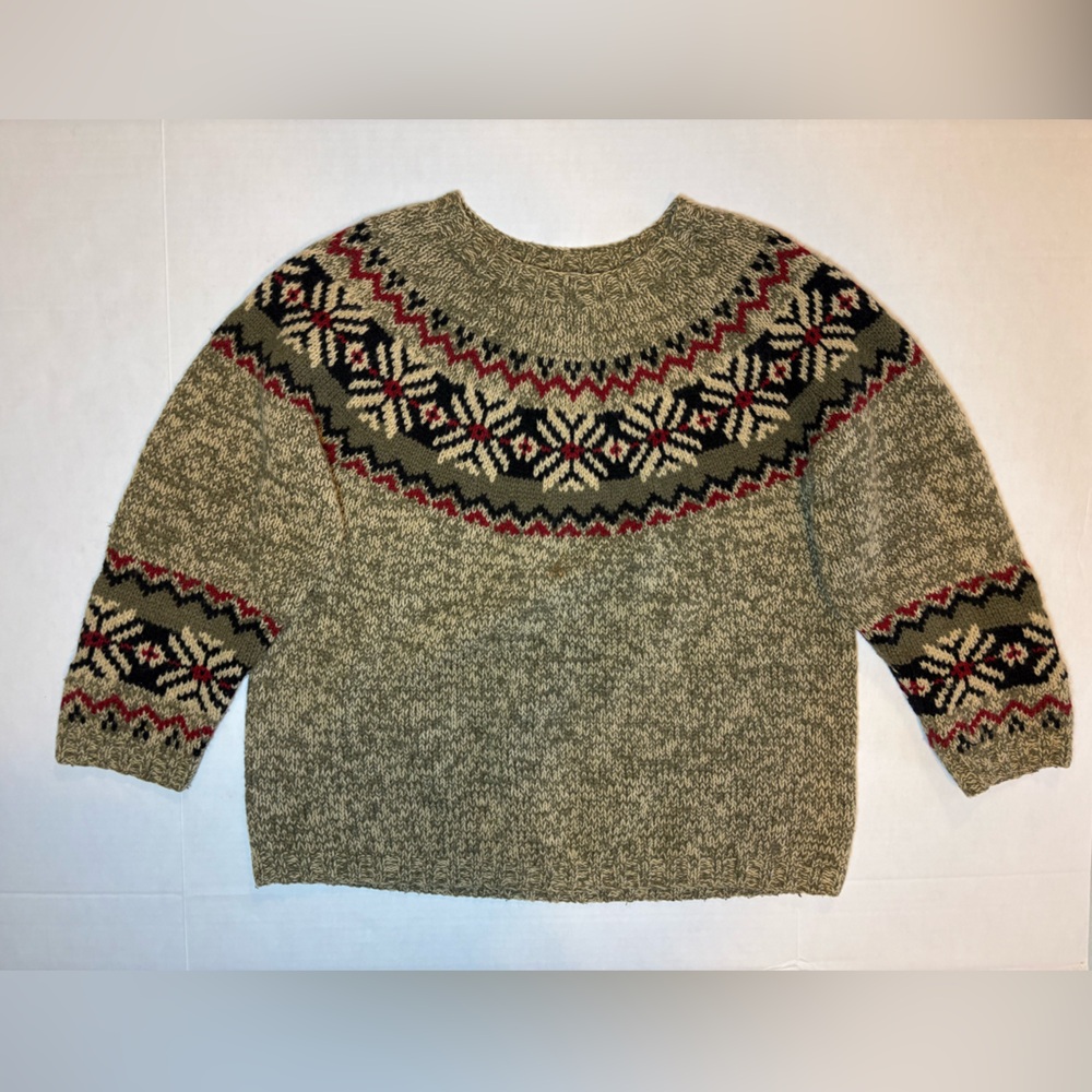 VTG Eddie Bauer wool blend Nordic-style cottagecore oversized knit sweater M